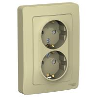 Розетка 2-м СП Blanca 16А IP20 250В с заземл. защ. шторки беж. SchE BLNRS001127